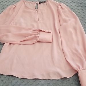 Sheer blushing pink blouse